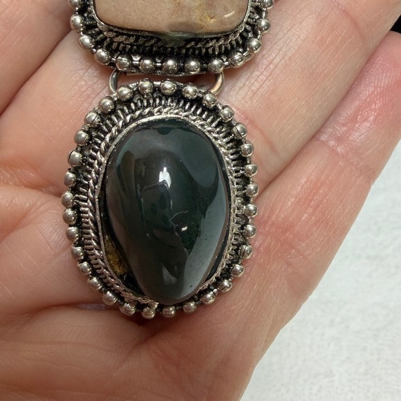 Silpada Sterling Silver 925 Wheat Link Chain Necklace Natural Stone Southwestern - Picture 4 of 12